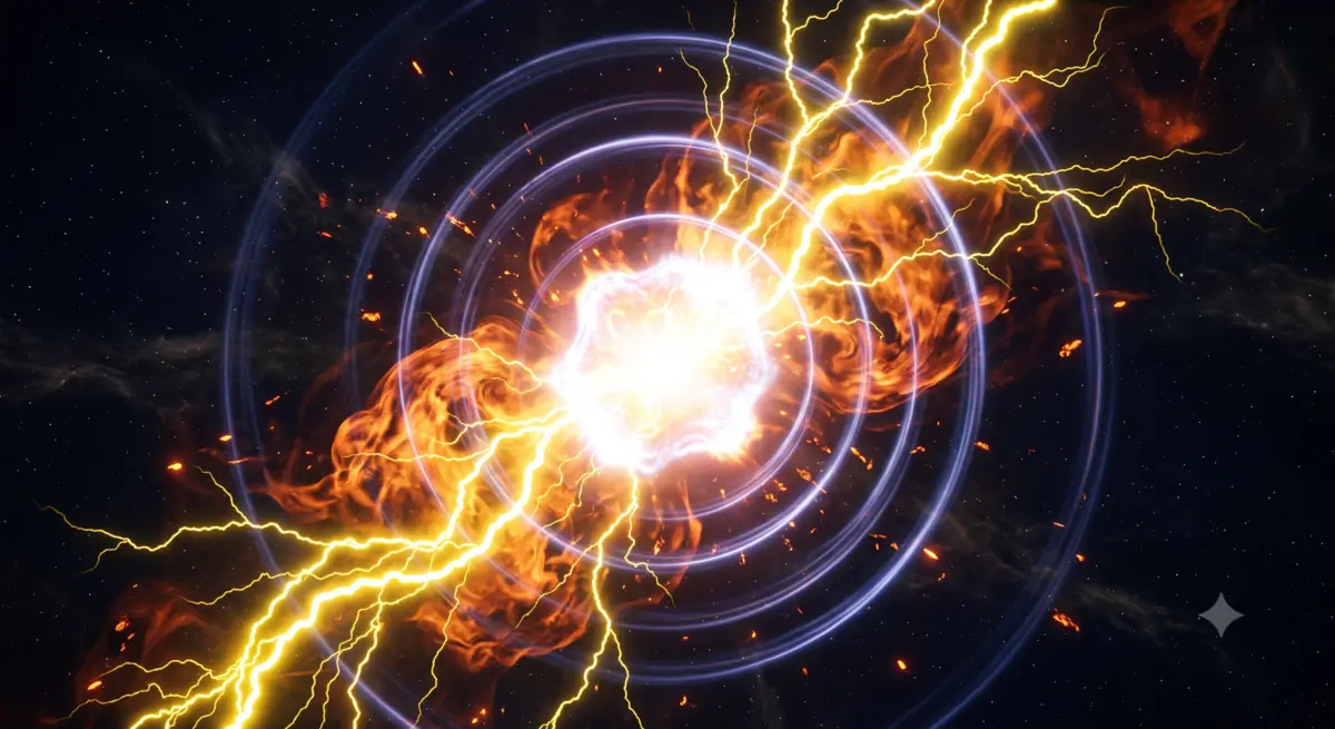 Plasma reaction — lightning meets fire, the flagship authored reaction